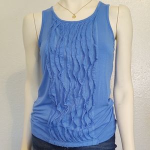 Design History Blue Tank with Ruffles